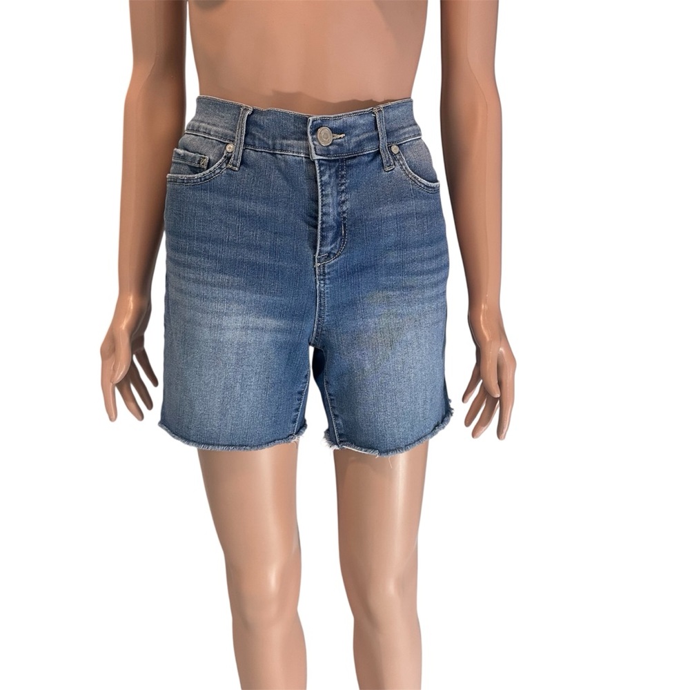 Code Bleu Women’s Chelsea High Rise Denim Shorts Size 4 Blue Raw Hem Stretch